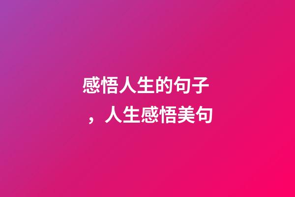感悟人生的句子，人生感悟美句